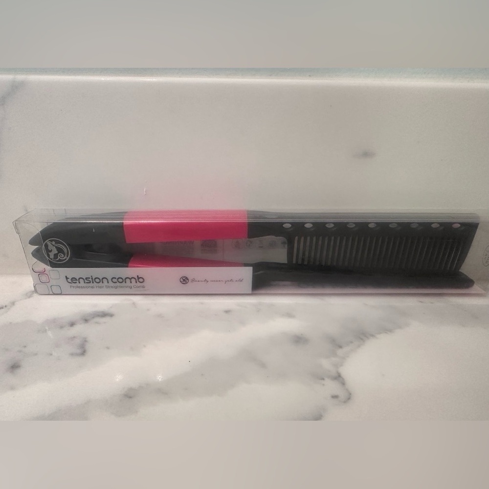 Professional Hair Straightening Tension Comb Black and Pink New One Size - Picture 3 of 7